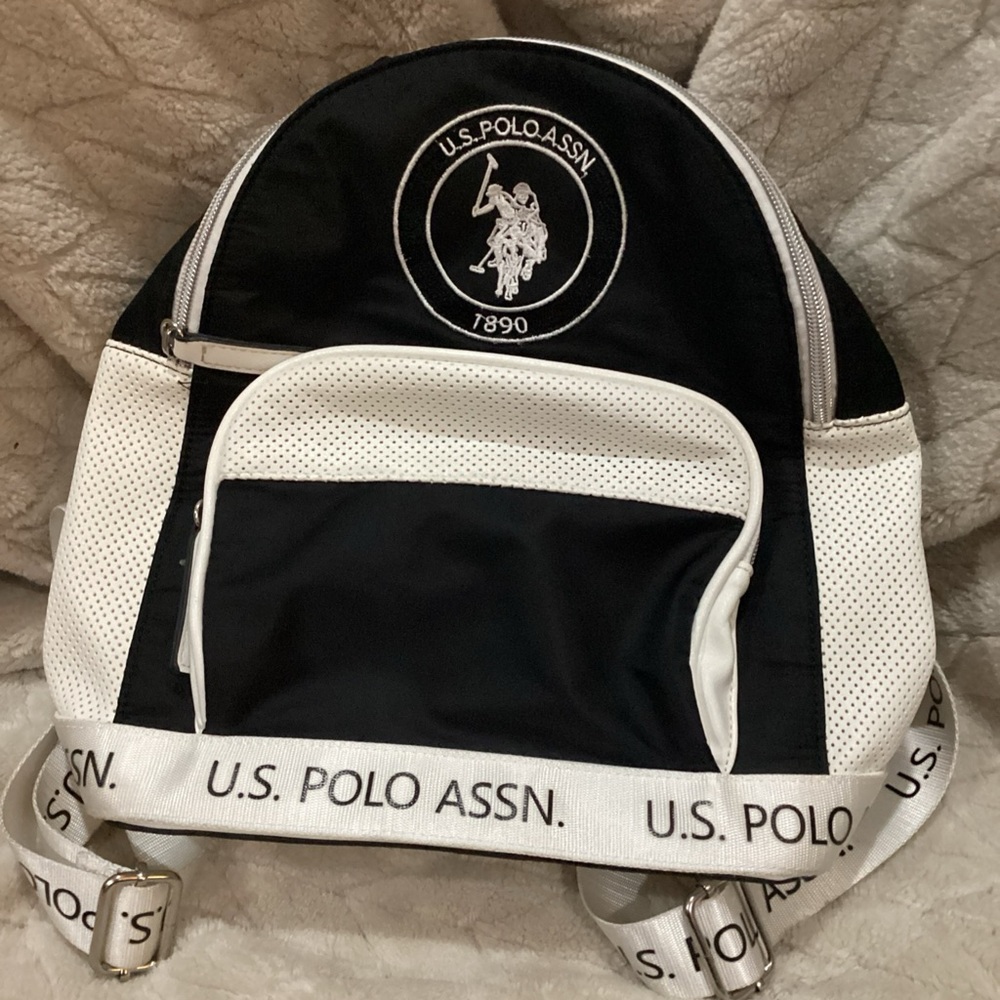 U.S. Polo Assn. Black and White Sporty Backpack